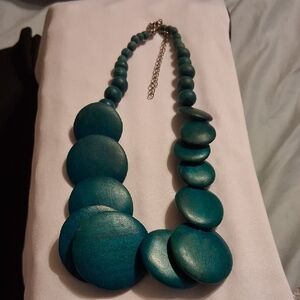 Elegant Wood Teal Necklace